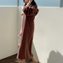 [천삼백케이] [오슈] 가을 엑스끈 퍼프 스판 편한 카라 롱원피스