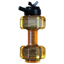 휴대용 Dumbell 주전자 대용량 병 마시는 병 Dumbell 모양 물병 바벨 가정 및 체육관 운동 운동, 30x15cm, 2600ML 옐로우, 애완 동물