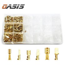 황동 신주 넙적단자+절연캡 600개세트 납작 압착 터미널 압착기, 신주 평단자 600pcs세트(압착기미포함)