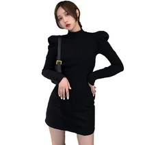 데이홀릭 셔링퍼프 골지 니트원피스