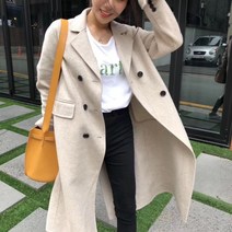 폴라도레 여성 올겨울 유행 롱 아우터 정장 통근 양면 캐시미어 코트 XJ