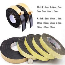 1-10mm 두꺼운 검은 색 폼 스폰지 고무 스트립 테이프 방수 단면 접착 방지 충돌 방지 창 및 도어 씰 스트립, 폭 5mm, 두께 5mm 길이 2m