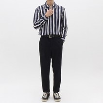 더셔츠스튜디오 네이비 루즈핏 멀티 스트라이프 셔츠 (TSS306)