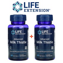 (1+1) 라이프익스텐션 밀크씨슬 실리마린 인지질 실리빈 Advanced Milk Thistle 60 소프트젤 2팩