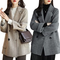 JUSTFEELING 여성 더블 자켓 여자 정장점퍼 야상 정장 자켓 하프기장 빅사이즈 가을 겨울