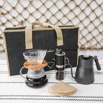 커피 선물 세트 V60 스틸 블랙 도구 그라인더 조정 주전자 필터 종이 포장 백 스폰지, 850ml Kettle B