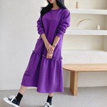 퍼니걸스 5654 데일리 라운드 기모 프릴 롱 원피스 여성의류