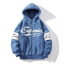 COSYEVNO 램스울 코트 가을 겨울 남자 루즈핏 램스울라이크 퍼 일체형 코트