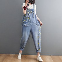 티티웍스 귀여운 스마일 롤업 데님 멜빵바지 청 점프수트