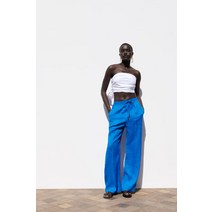 독일 자라 ZARA 100% 리넨 파자마 스타일 팬츠 - 코발트