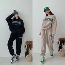 여성 겨울 기모 빅사이즈 데일리룩 벨벳 츄리닝 트레이닝 운동 복 상하 세트