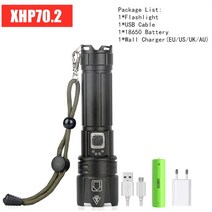 수중랜턴 해루질 XHP90.2 XHP70.2 LED 손전등 초강력 18650 26650 USB 토치 사냥용 램프 핸드라이트 충전식 가장 강한 불빛의 알루미늄 합금 줌 모드 마이크로, 2.Package B