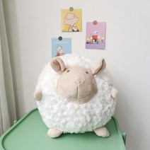 동글동글 뽀송뽀송한 귀여운 양인형 쿠션, 볼 볼 양-화이트_약 36X36cm