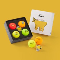 볼빅 2021 소띠해 아티스트 에디션 비비드 골프 볼 4p + 볼마커 세트, RED, YELLOW, GREEN, ORANGE(볼), 1세트