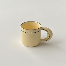 스티치 세라믹 머그컵 귀여운 뭉툭 커피잔 사무실컵 2 color, 옐로우