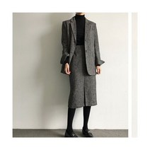 여성 모직 2피스 세트 오피스 블레이저 코트 슬림 패키지 힙 스커트 정장 K11 가을 겨울