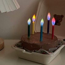 [아보카도하우스] 생일 파티 특이한 무지개초 불꽃초 레인보우 촛불 어린이집 파티 캔들, 6개입