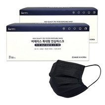 비에이스 특대형마스크 100매, 50개입, 2개, 블랙