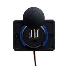 캠핑카 부품 캠핑카 충전기 12-24V 3.1A 듀얼 USB 충전 액세서리 먼지 커버 포함 자동차 버스 보트, [02] Blue