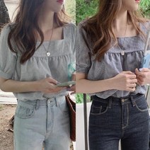 동자언니 bebedi 여성용 아스트 체크 반팔티셔츠 2P