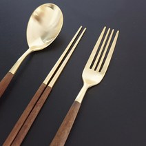 소코데코 골든벨 메이플우드 블랙 화이트 부부 수저세트 골드 실버 백화점 커트러리 40종, 11.골드 젓가락