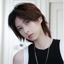 스트레이트 남자장발가발 군인 긴머리 블랙 브라운 통 전체 가발, B Dark brown