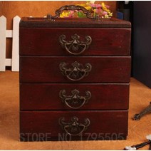 서랍장 빈티지 3 중 나무 메이크업 디스플레이 서랍 보관 케이스 보석 선물 상자 도매, 01 A