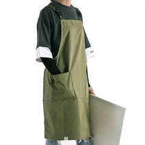 (무료 자수각인) H스트랩 공방 앞치마 / 이니셜 상호 로고_ 내일출고, 아미그린