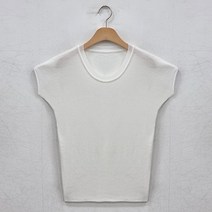 오오엘 여성용 캡소매 라운드 니트 에버렛나시