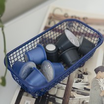레트로 파스텔톤 철제 바스켓 인테리어 소품 정리함, 코발트블루, 1개