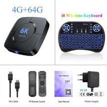 TV수신기 지상파안테나 공중파안테나 공청안테나 Woopker- 박스 안드로이드 10.0 Allwinner H616 6K 3D 듀얼 와이파이 2.4G/5G 4GB RAM 64G R, Au 플러그, 06 4G 64G i8 Keyboard