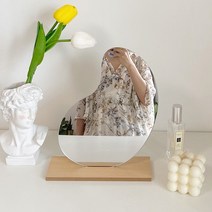 비대칭거울 사진거울 탁상용 조약돌 세우는거울 화장대 오브제 프렌치 스탠드미러 받침대, 젤리빈