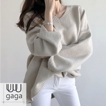 유유가가 여자 브이넥 루즈핏 스웨터