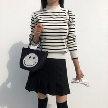 [기타] 로로얼로이 반목 사이드버튼 스트라이프 부드러운 여성골프니트 골프웨어
