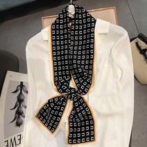 양면 쁘띠 맥시 스카프 트 스카프 여성 롱타이 패턴 윌리 스카프 타이 방도 실크 롱 C패턴