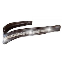 반짝이는 모조 다이아몬드가 박힌 말 굴레용 Bling Browbands V자형 패딩 가죽 (콥 블랙), Cob (15.5 inch), Brown