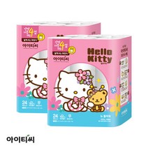 [KT알파쇼핑]헬로키티 4겹 플라워 화장지(25m) 24롤X2팩(48개입)