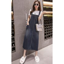 굿커머스 멜빵 데님 원피스