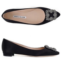 Manolo Blahnik 마놀로블라닉 22FW 블랙 한기시 새틴 발레리나 플랫 9XX 0348 0053 BLCK