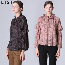 리스트 궁전 플라워 프린트 러플 블라우스