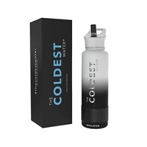 COLDEST 스포츠 물병 - 1.2L(40온스) (빨대 뚜껑) 누출 방지 진공 단열 스테인리스 스틸 핫 콜드 이중 벽 보온 머그잔 메탈 캔틴(스텔스 블랙 1.2L(4, 40온스, 하이퍼스페이스 화이트