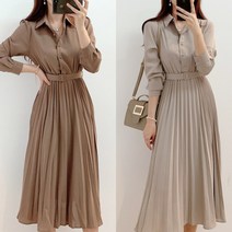 원피스 여성 가을 원피스 롱 빅사이즈 플리츠 하객룩 셔츠 오피스 블랙 결혼식