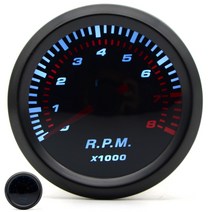 2"52MM 범용 타코미터 RPM 자동차 게이지 미터 흰색 LED 0-8000 4 6 8 실린더 용, 한개옵션0