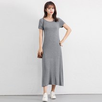 양놀 롱 버전 여성 롱 모달 면 반팔 원피스