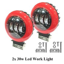 선박용 램프 라이트 Led 작업 빛 30W 5 인치 라운드 자동차 헤드 12V 자동 운전 안개 바이크 오토바이 ATV SUV 보트 오프로드 조명 스팟, [01] 2pcs Red