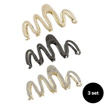 이감동 웨이브 올림머리 집게핀 큐빅 진주 11cm 3종