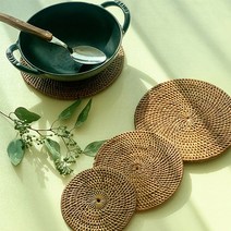 프리미엄 발리 라탄 티코스터 세트 컵받침 캔들받침, 9.원형25cm(1개)