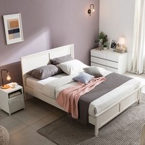 젠틱가구 마네 원목 침대프레임 퀸(Q) 화이트 2인 흔들리지않는, 단품