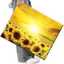 FASEN 액자 보석십자수 캔버스형 DIY 키트 40 x 50 cm, 1세트, FAN90.석양 해바라기요