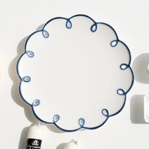 플라워 림 디저트 예쁜 케이크 접시, 블루 2개